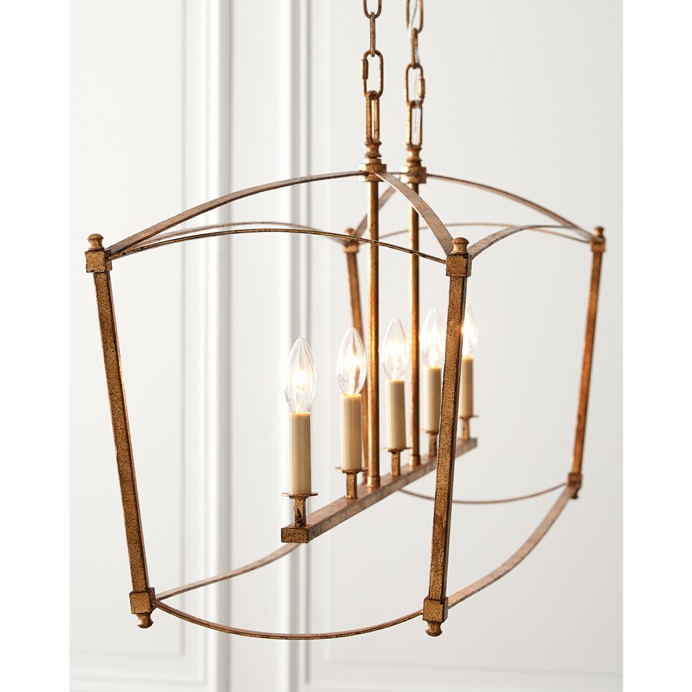 Visual Comfort Studio Thayer Mid Century Antique Gild Linear Chandelier|