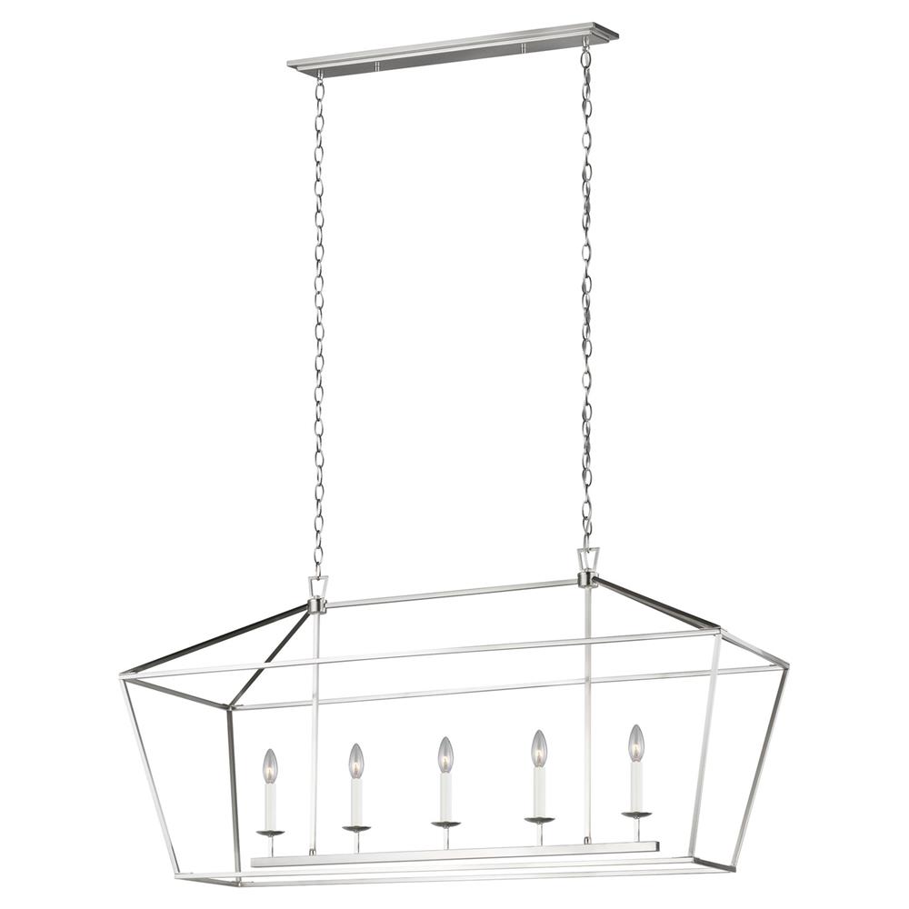 Visual Comfort Studio Dianna Mid Century Brushed Nickel 5 Light Linear Chandelier|