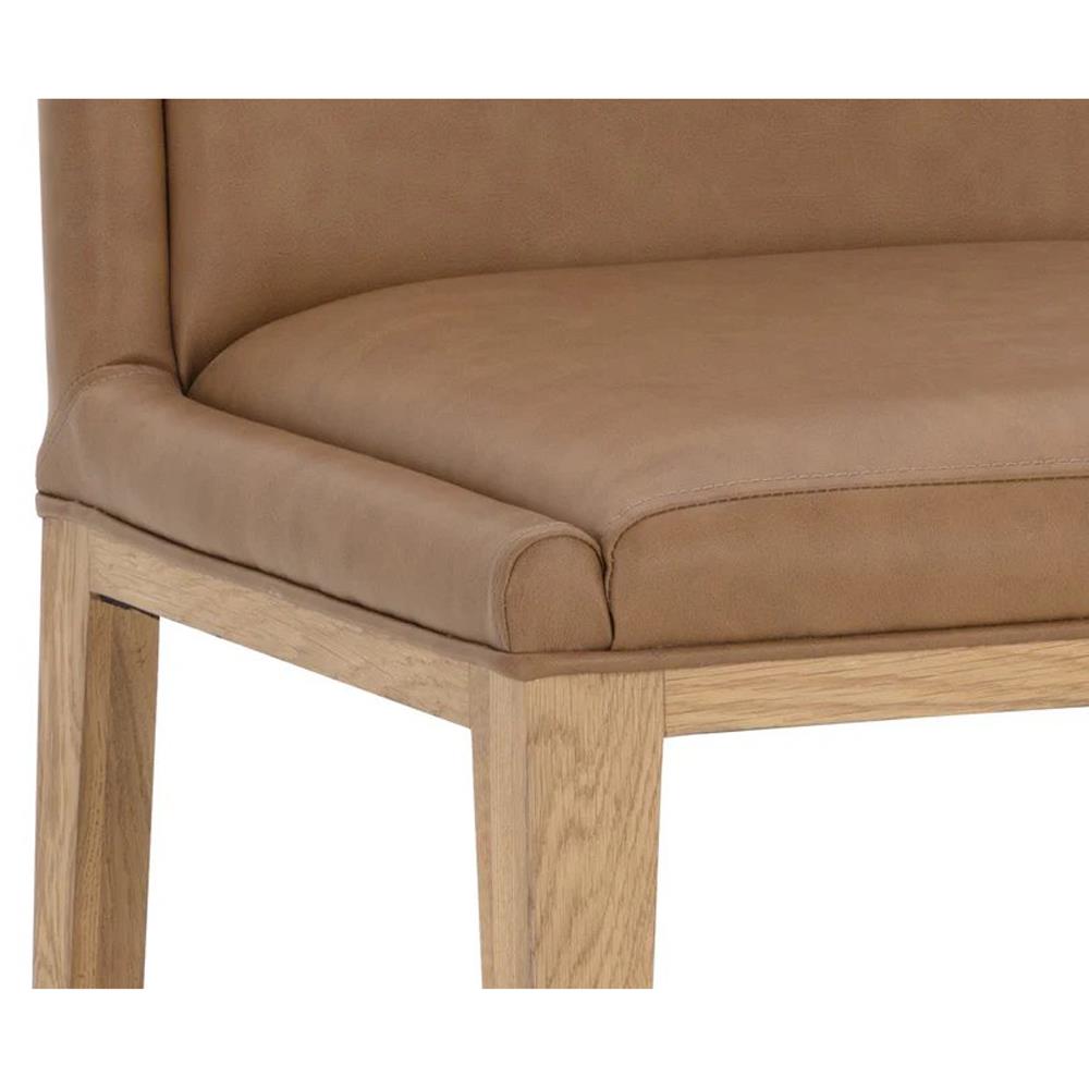 Palmerston Modern Classic Brown Faux Leather Oak Wood Dining Chair - Set of 2|