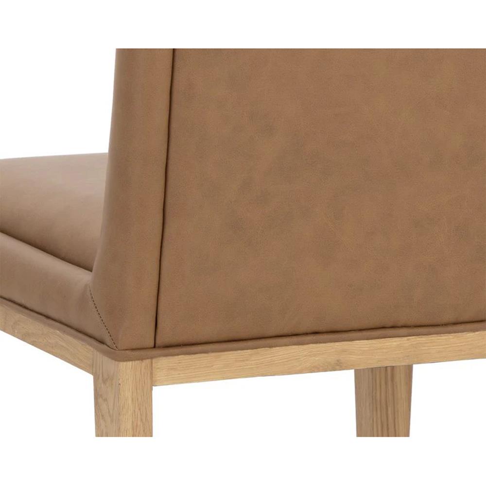 Palmerston Modern Classic Brown Faux Leather Oak Wood Dining Chair - Set of 2|