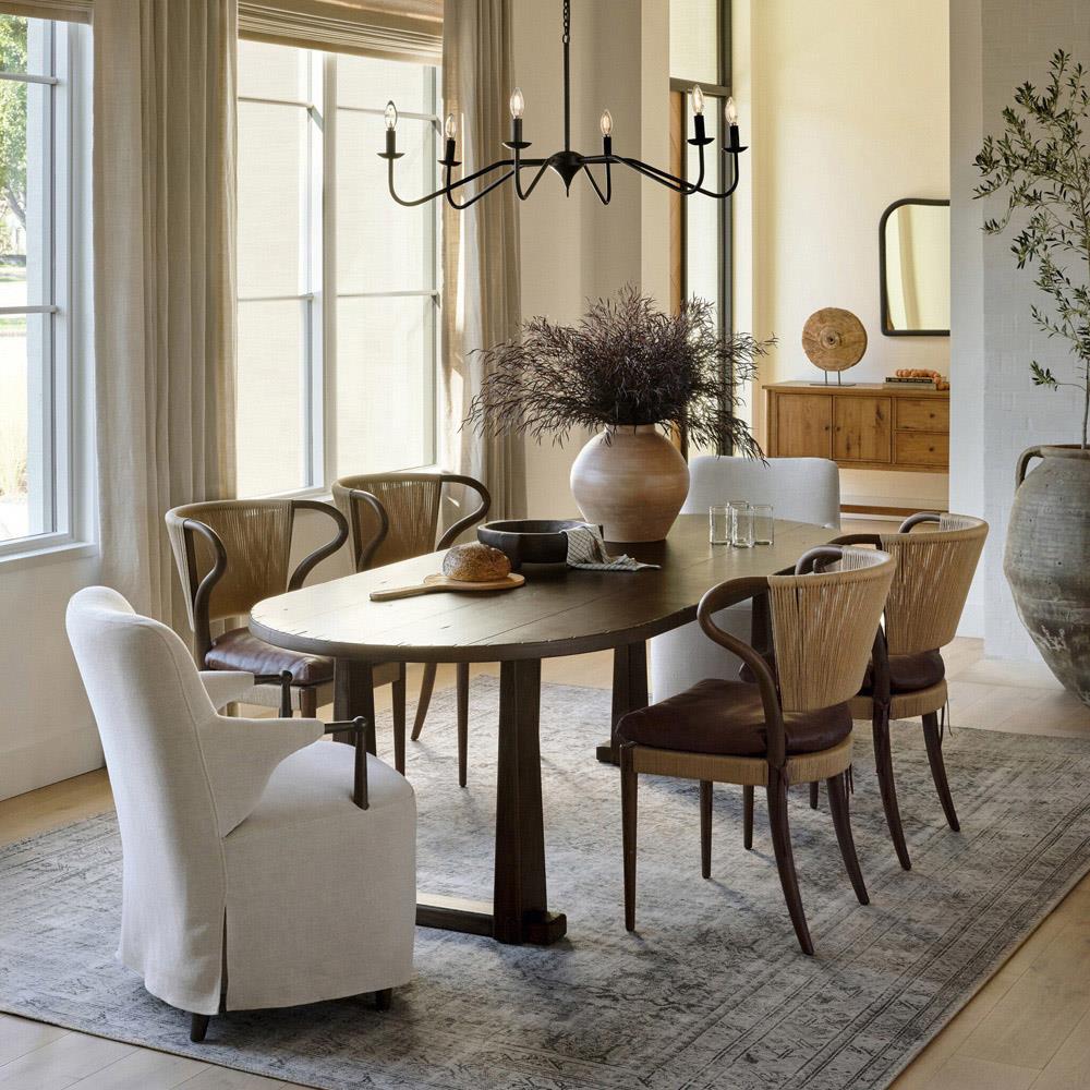 Amira Dulane Mahogany Leather Armless Dining Chair