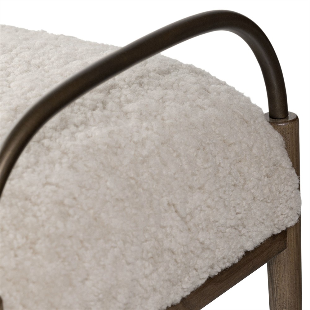Demi Beige Shearling Accent Bench|