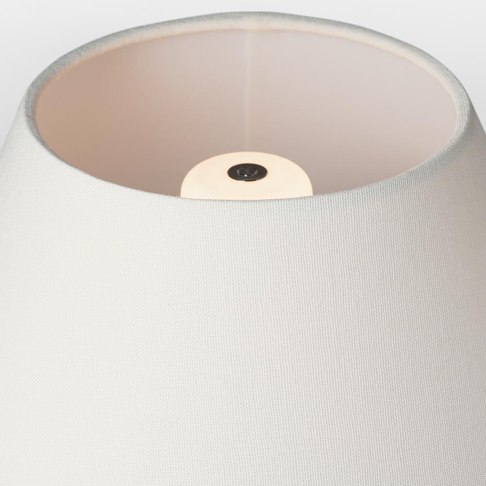 Visual Comfort Avedon Plaster White Rattan Linen Shade Cordless Table Lamp|