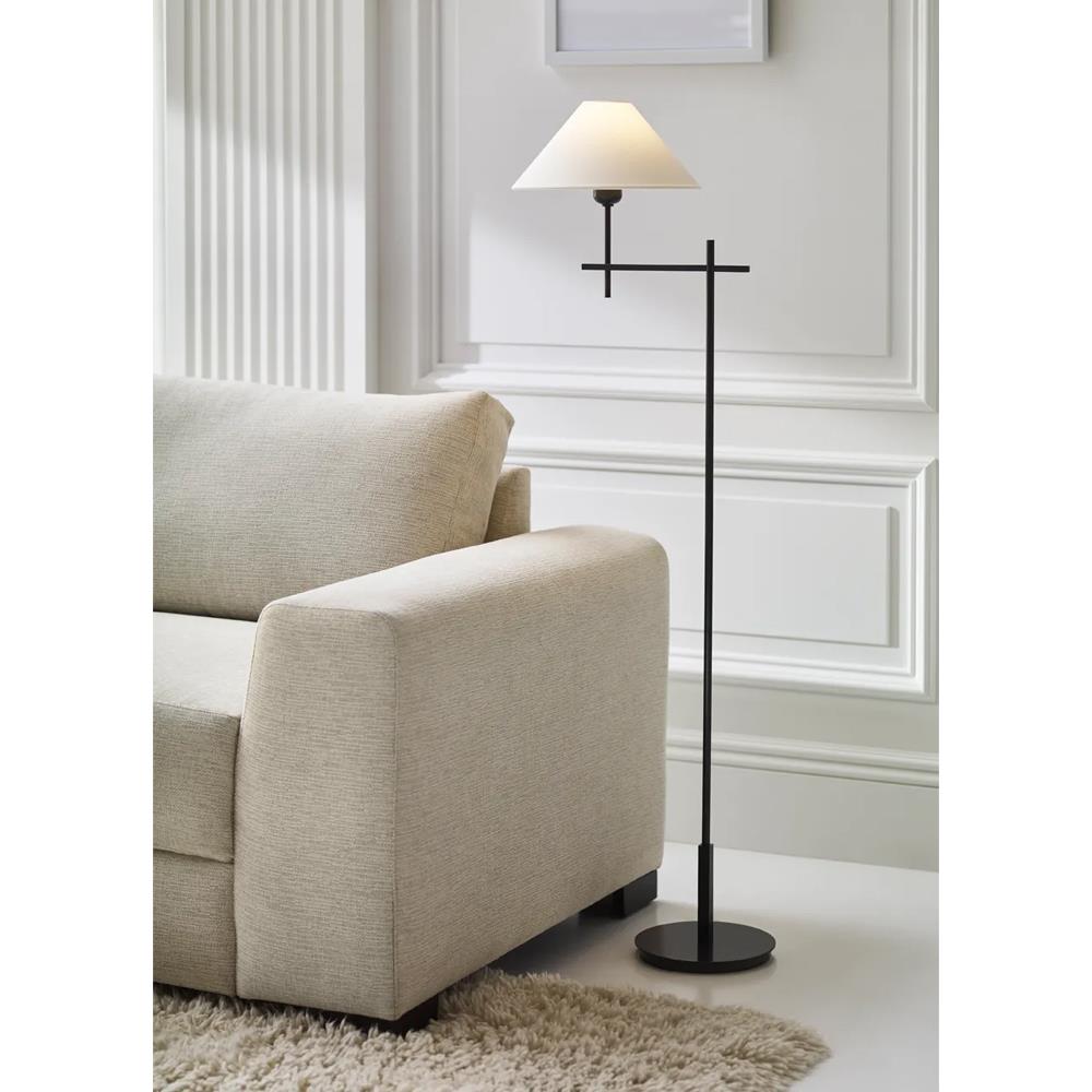 Visual Comfort Hackney Modern Classic Bronze Metal Linen Shade Floor Lamp|