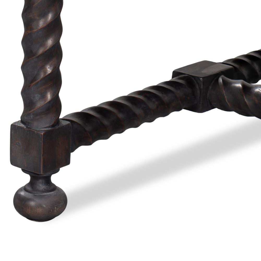 Stella Updated Traditional White Marble Brown Wood Rectangular Coffee Table|