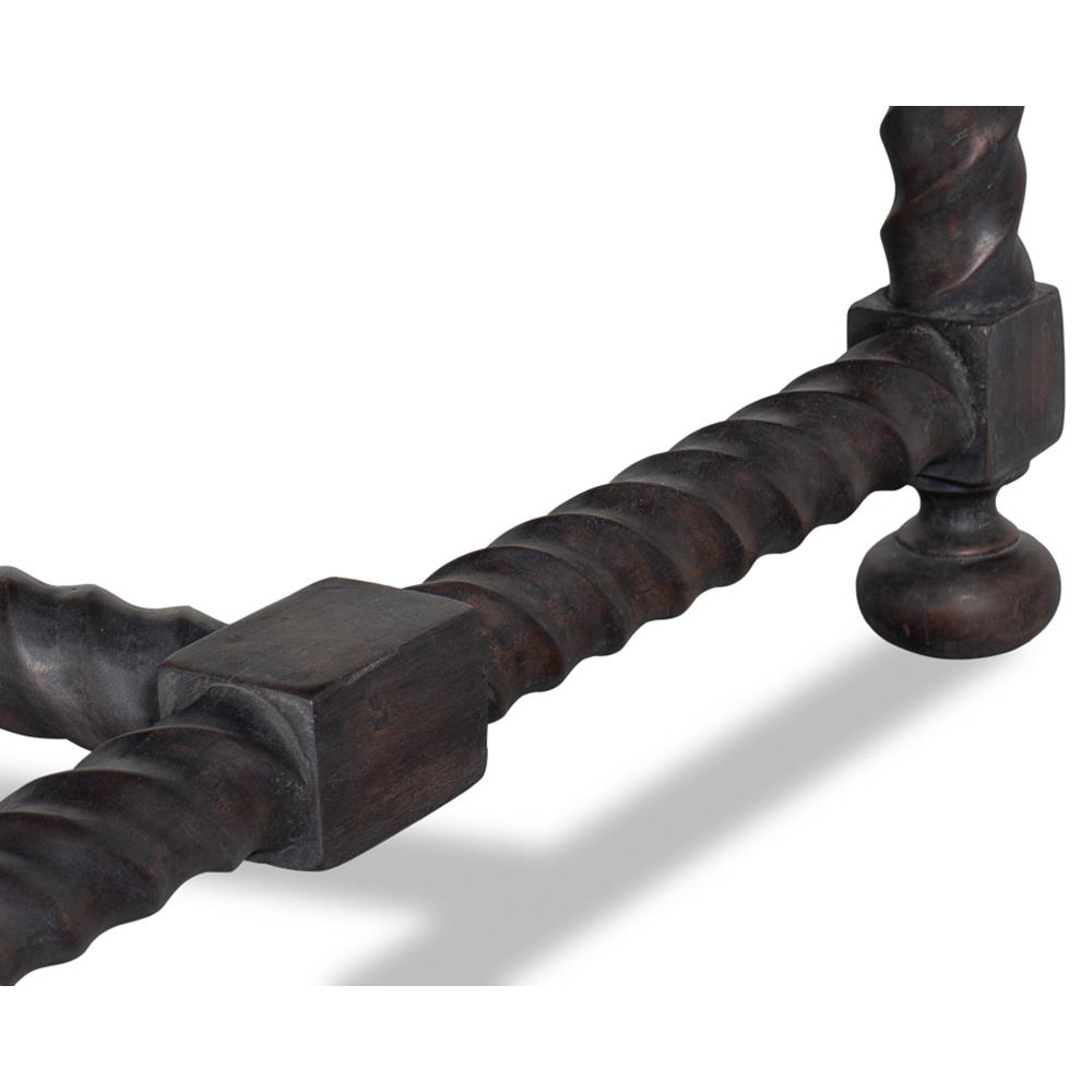 Stella Updated Traditional White Marble Brown Wood Rectangular Coffee Table|