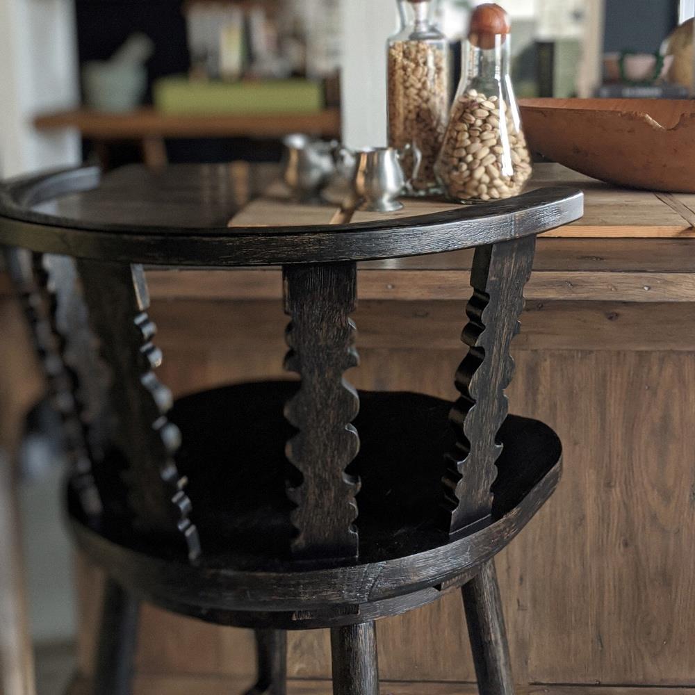 Fable Updated Traditional Worn Black Wood Counter Stool|