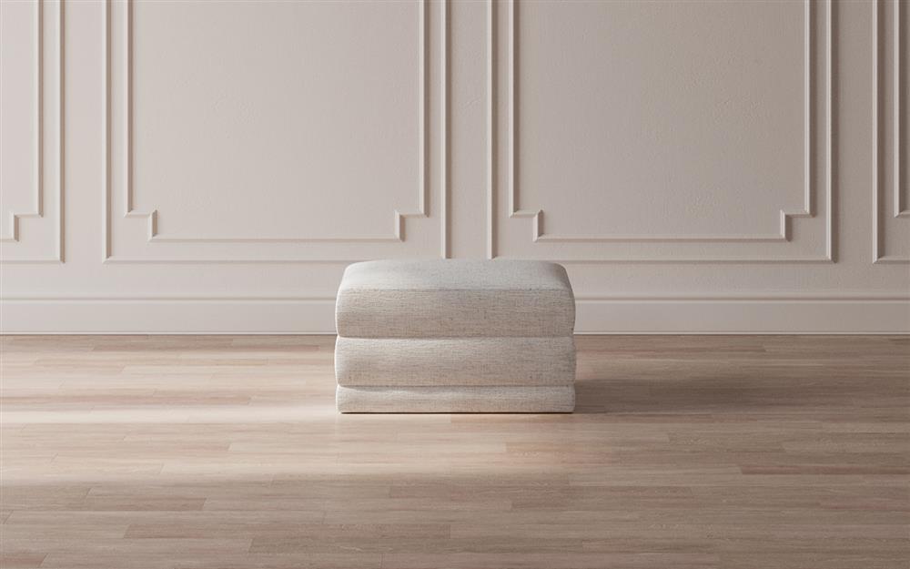 Weybridge Heathered Ivory Performance Ottoman - Upholstered to Floor|