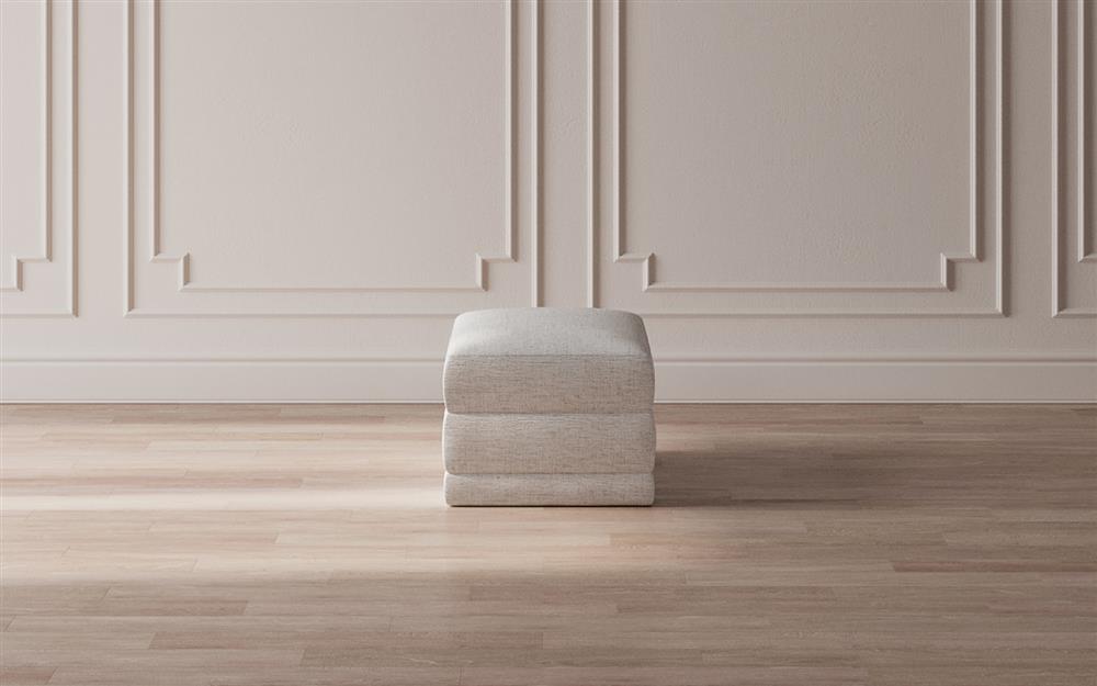 Weybridge Heathered Ivory Performance Ottoman - Upholstered to Floor|