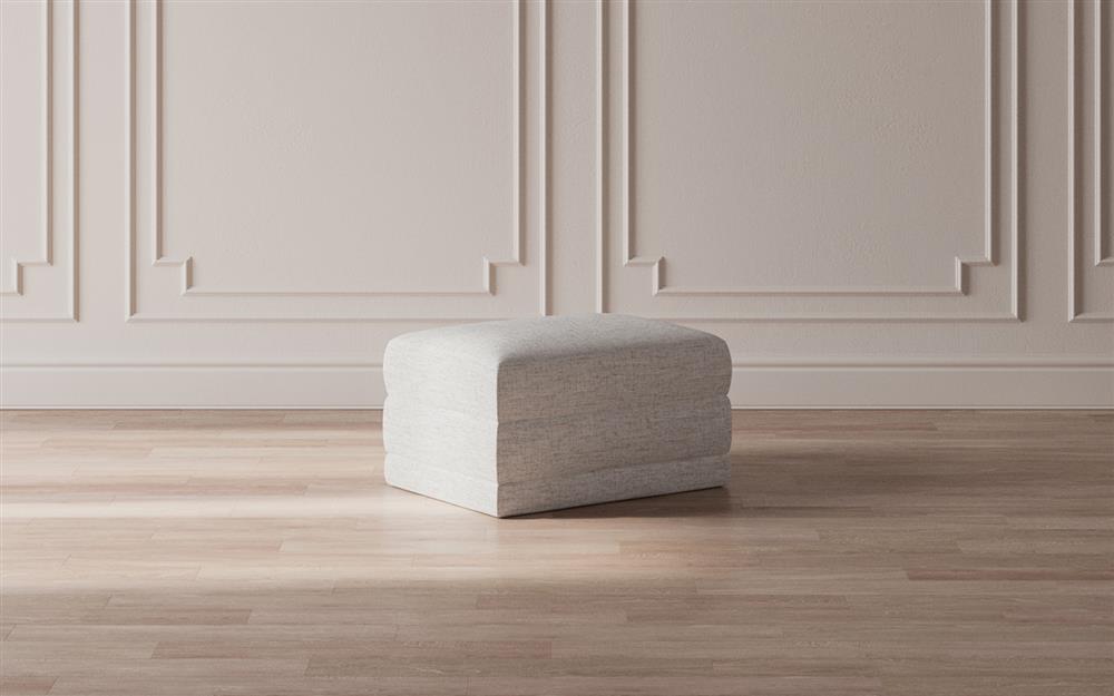 Weybridge Heathered Ivory Performance Ottoman - Upholstered to Floor|