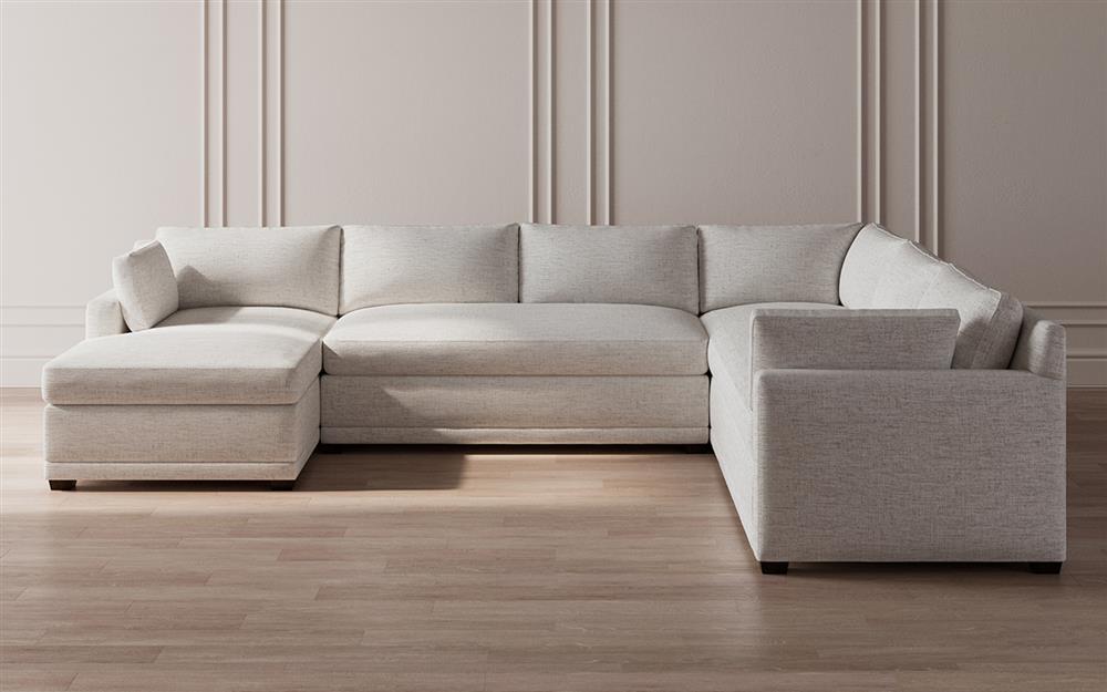 Weybridge Heathered Ivory Performance U-Chaise Sectional - Left Chaise - 142&quot;|