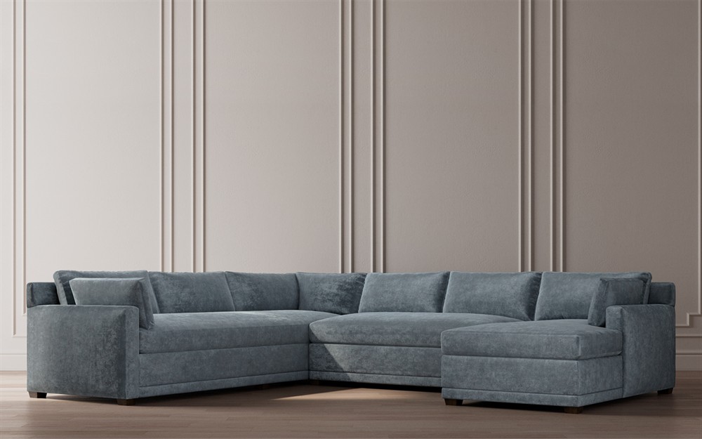 Weybridge Heathered Ivory Performance U-Chaise Sectional - Right Chaise - 142&quot;|