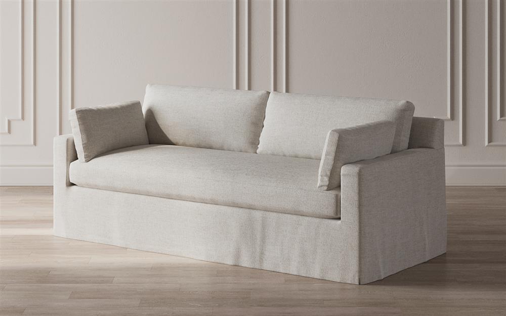 Weybridge Sea Salt Performance Slipcovered Bench Cushion Sofa - 88&quot;|