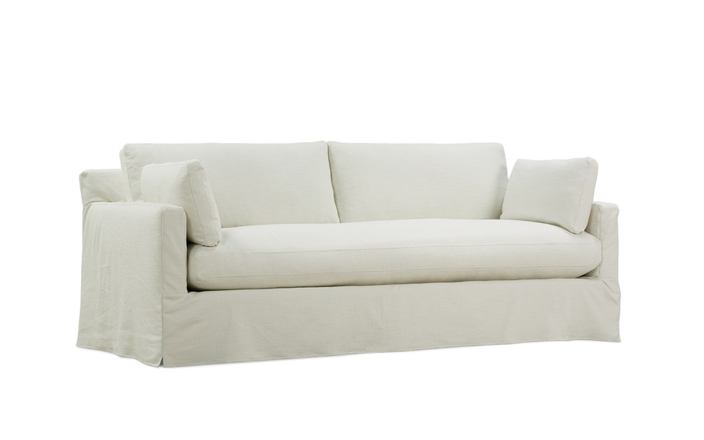 Weybridge Sea Salt Performance Slipcovered Bench Cushion Sofa - 88&quot;|