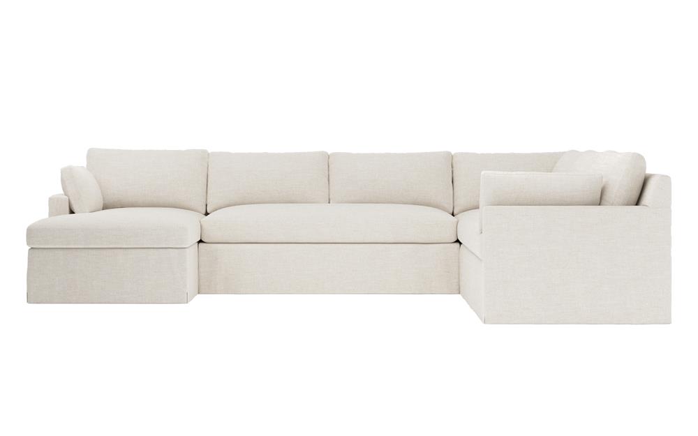 Weybridge Sea Salt Performance Slipcovered U-Chaise Sectional - Left Chaise - 142&quot;|