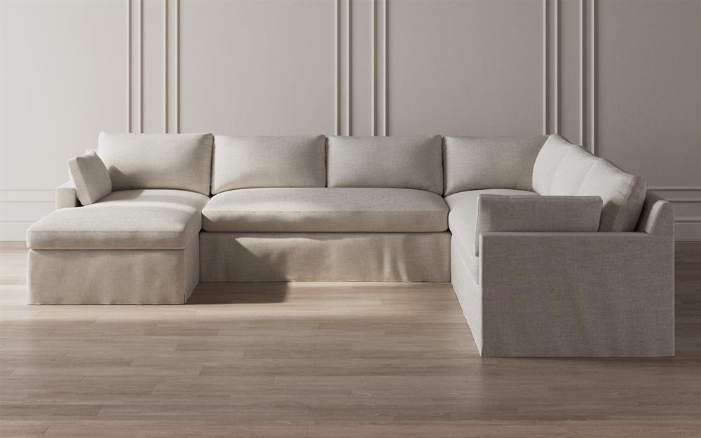 Weybridge Sea Salt Performance Slipcovered U-Chaise Sectional - Left Chaise - 142&quot;|