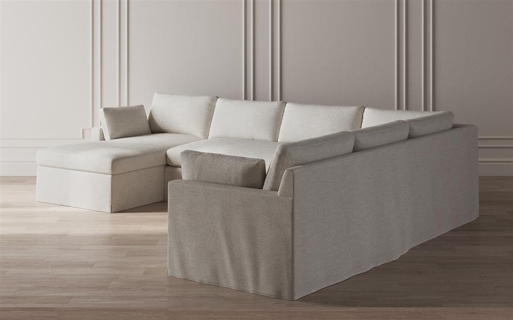 Weybridge Sea Salt Performance Slipcovered U-Chaise Sectional - Left Chaise - 142&quot;|
