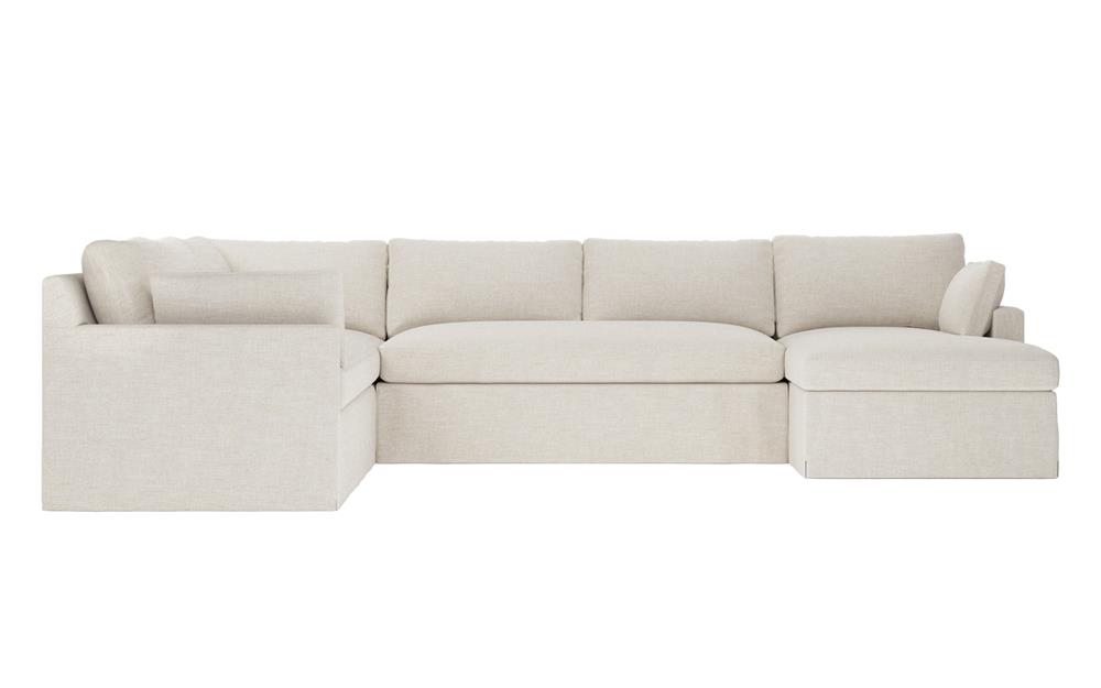 Weybridge Sea Salt Performance Slipcovered U-Chaise Sectional - Right Chaise - 142&quot;|