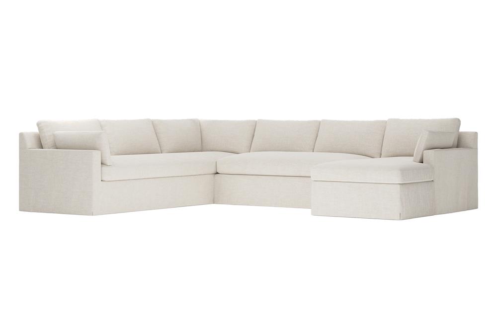 Weybridge Sea Salt Performance Slipcovered U-Chaise Sectional - Right Chaise - 142&quot;|