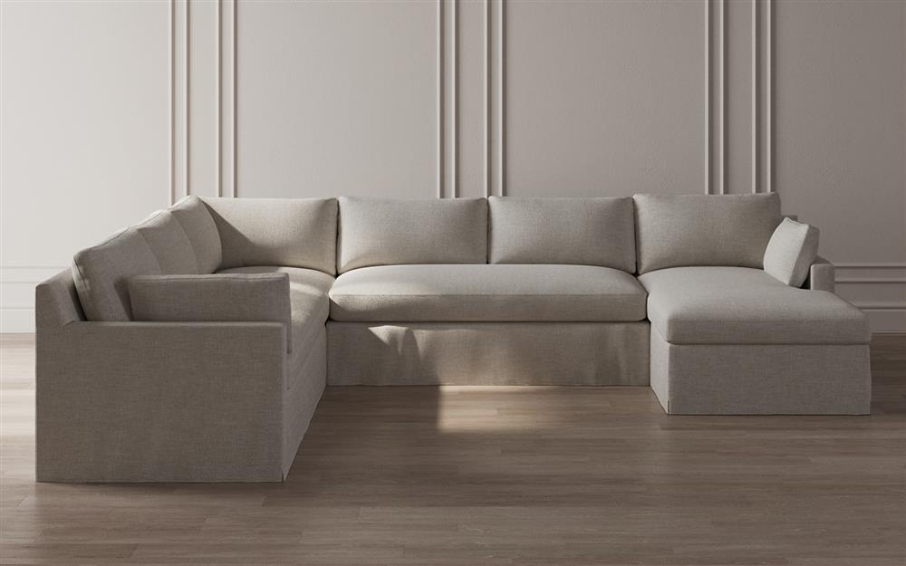 Weybridge Sea Salt Performance Slipcovered U-Chaise Sectional - Right Chaise - 142&quot;|