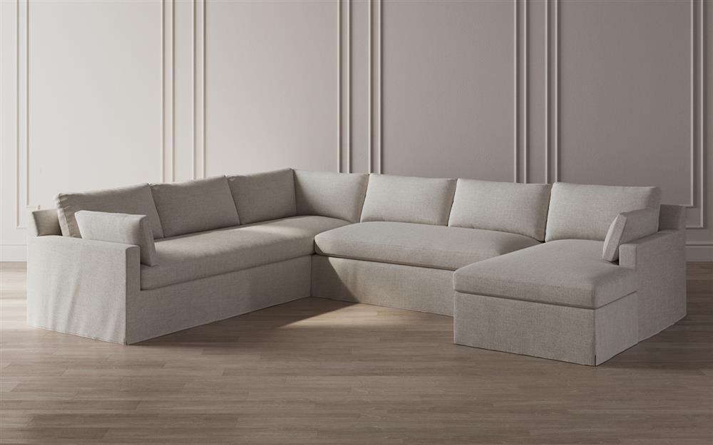 Weybridge Sea Salt Performance Slipcovered U-Chaise Sectional - Right Chaise - 142&quot;|