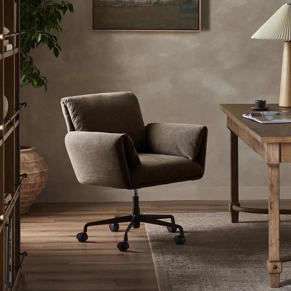 Salerno Broadway Coffee Linen Desk Chair|