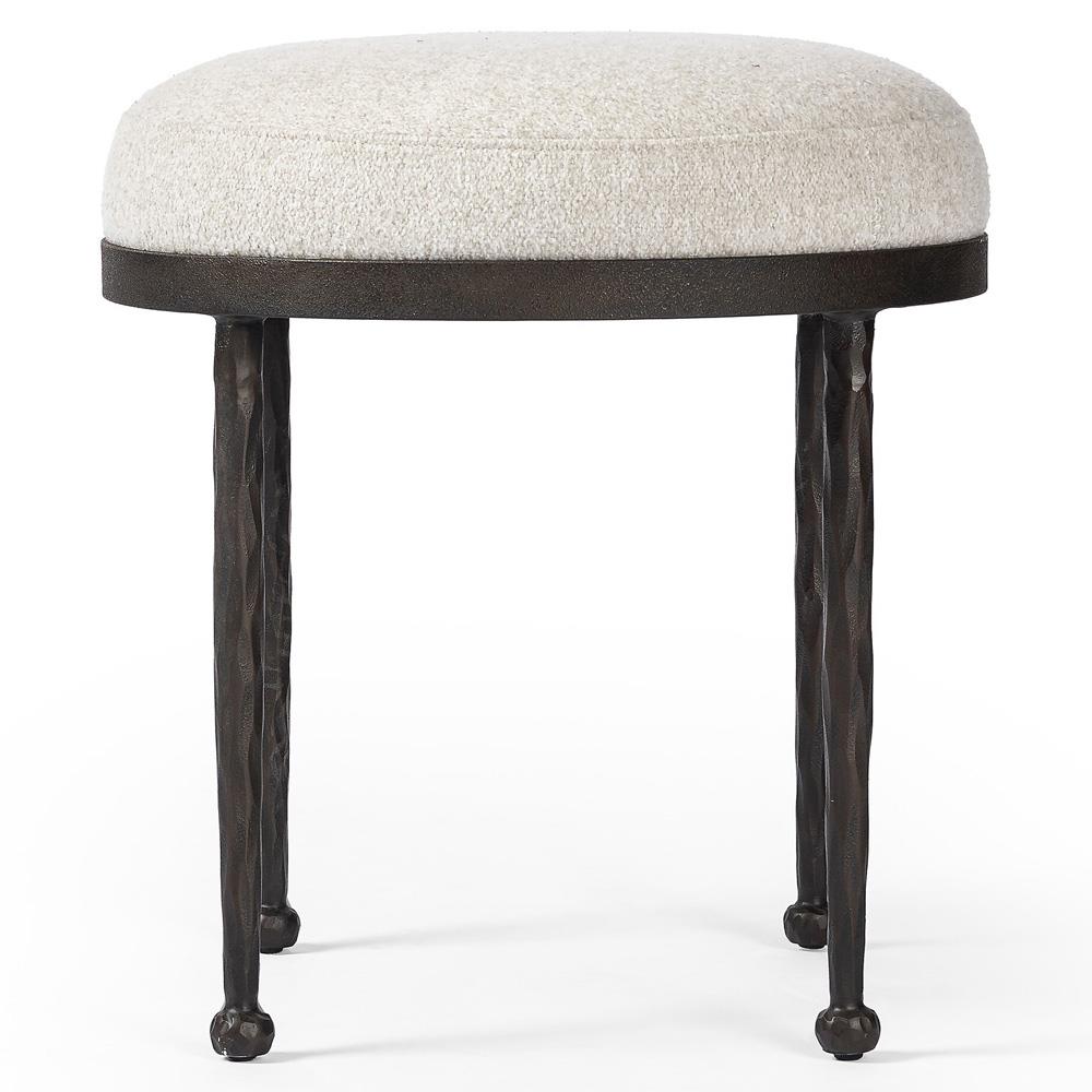 Calix French Country Off White Shearling Iron Accent Stool | Kathy