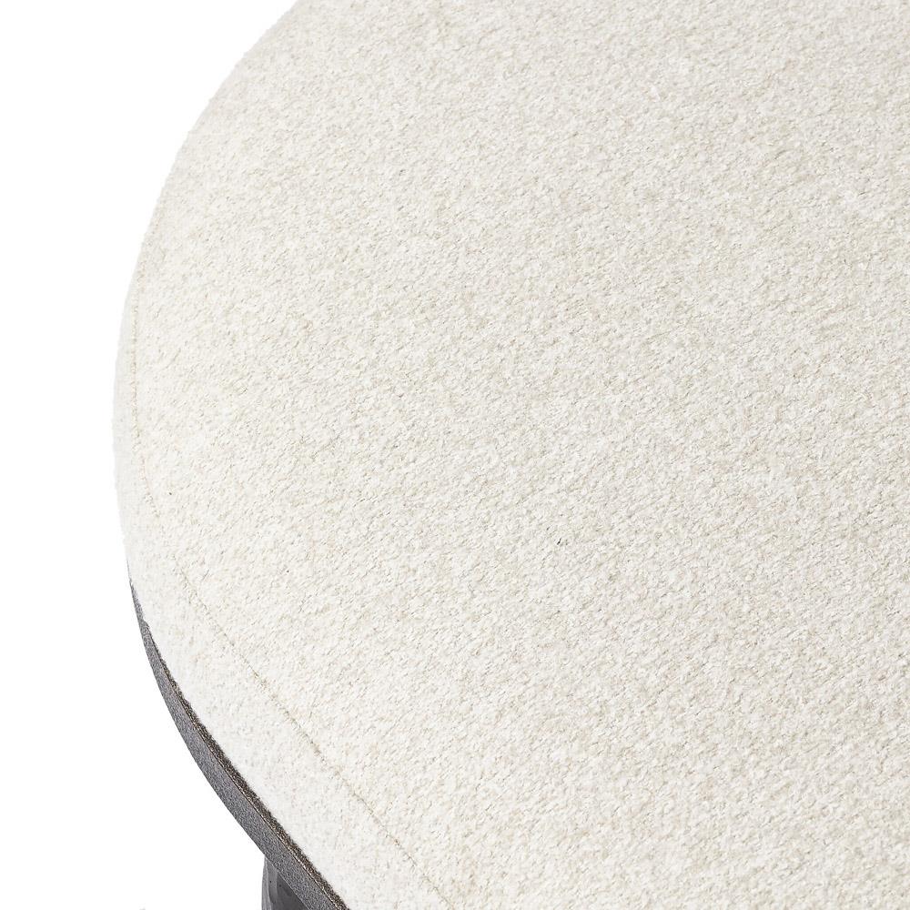 Calix French Country Off White Shearling Iron Cocktail Ottoman|