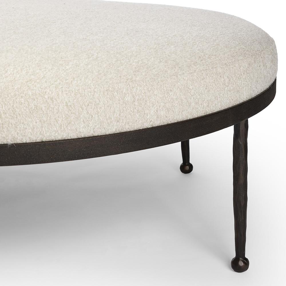 Calix French Country Off White Shearling Iron Cocktail Ottoman|