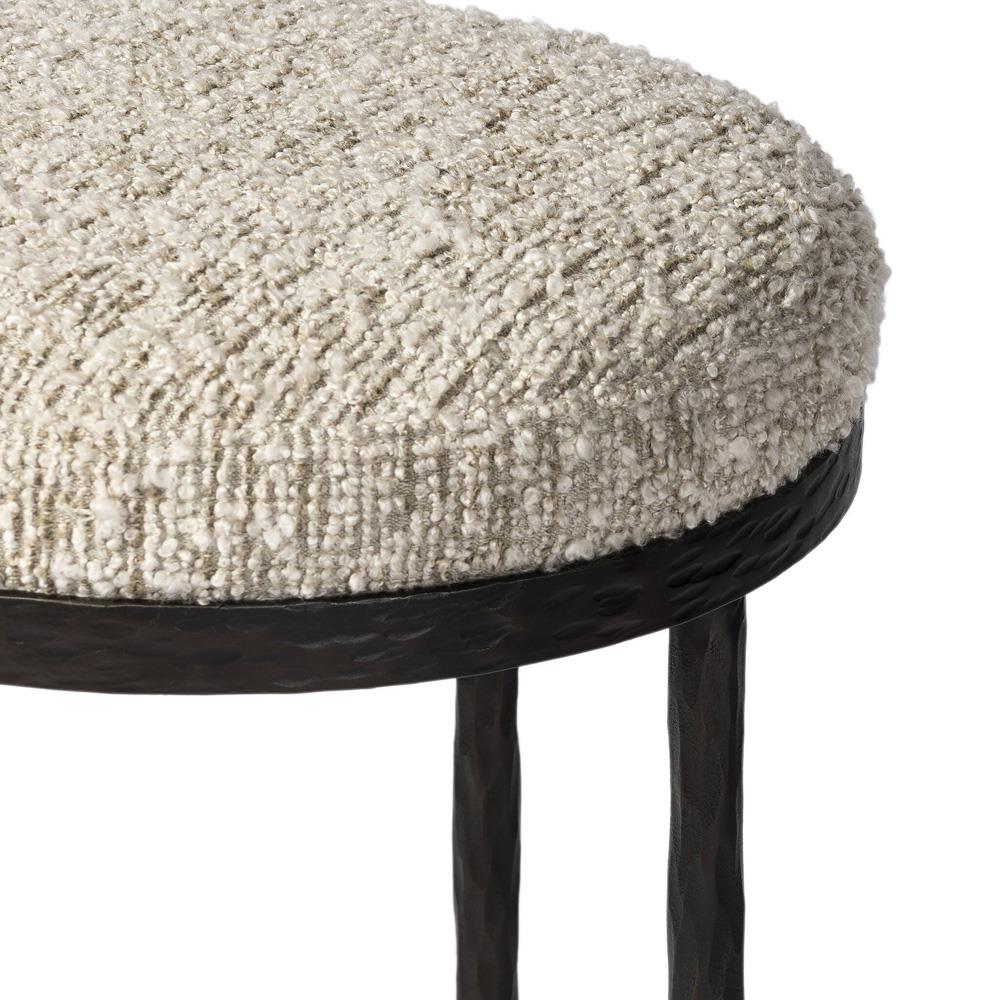 Calix French Country Cream Boucle Iron Counter Stool|