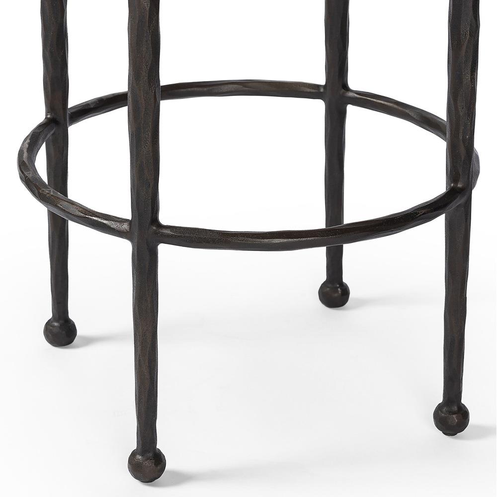 Calix French Country Cream Boucle Iron Counter Stool|