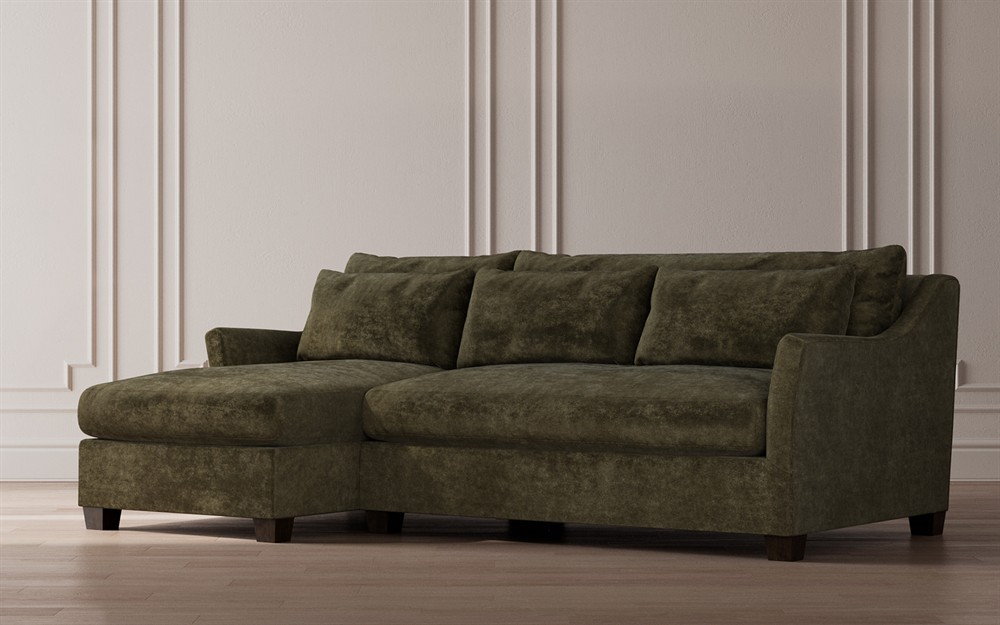 Pauline Chaise Heathered Teal Sectional - Left Chaise - 101"|