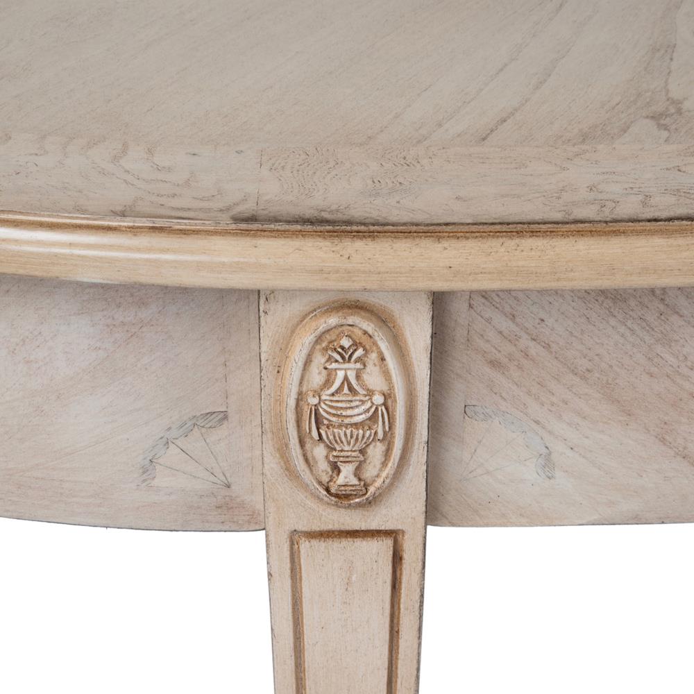 Estrella French Country Beige Wood Demilune Console Table|