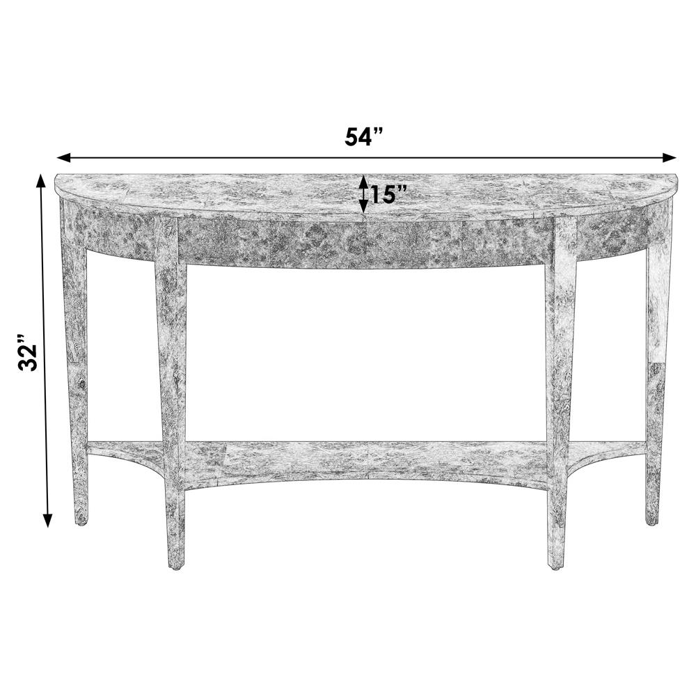 Estrella French Country Traditional Burl Demilune Console Table|