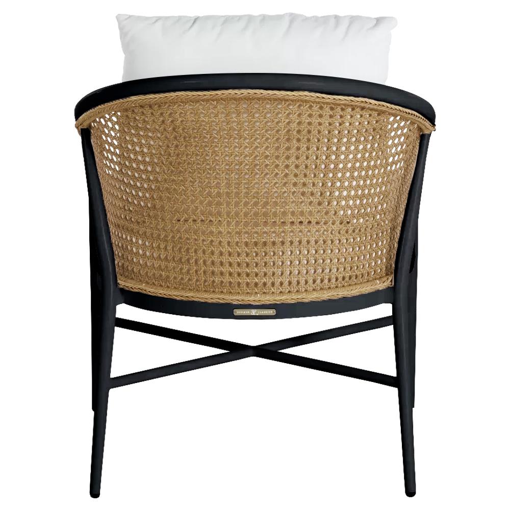 Havana Euro White Cushion Black Frame Cane Outdoor Arm Chair|