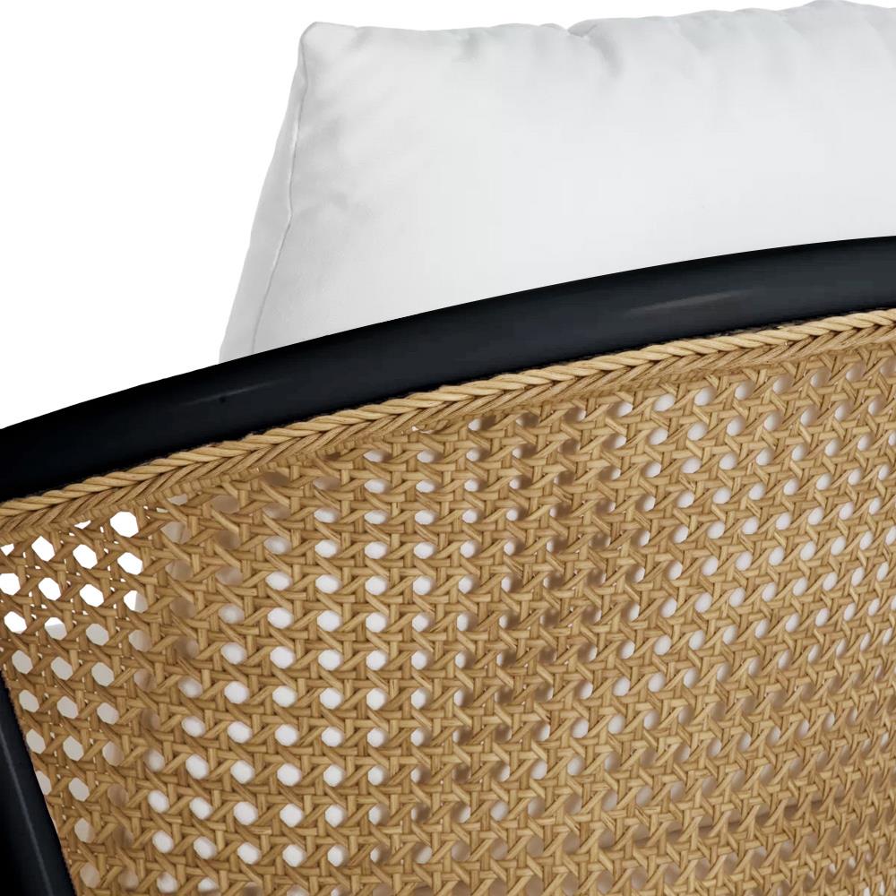 Havana Euro White Cushion Black Frame Cane Outdoor Arm Chair|