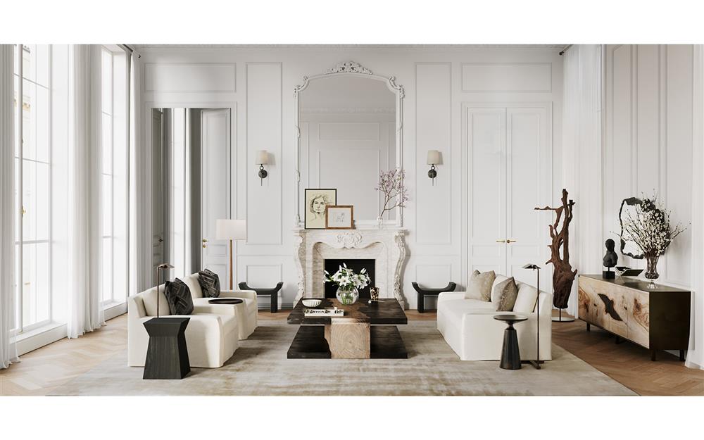 Henri Pale Ivory Sofa - 90"|