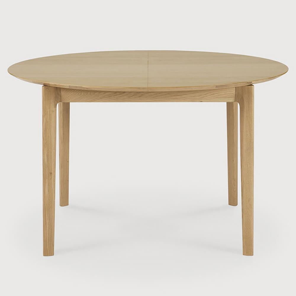 Ava Modern Classic Brown Oak Round Extendable Dining Table - 51"-71"|