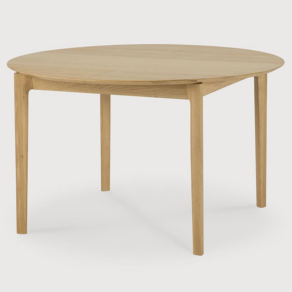 Ava Modern Classic Brown Oak Round Extendable Dining Table - 51"-71"|