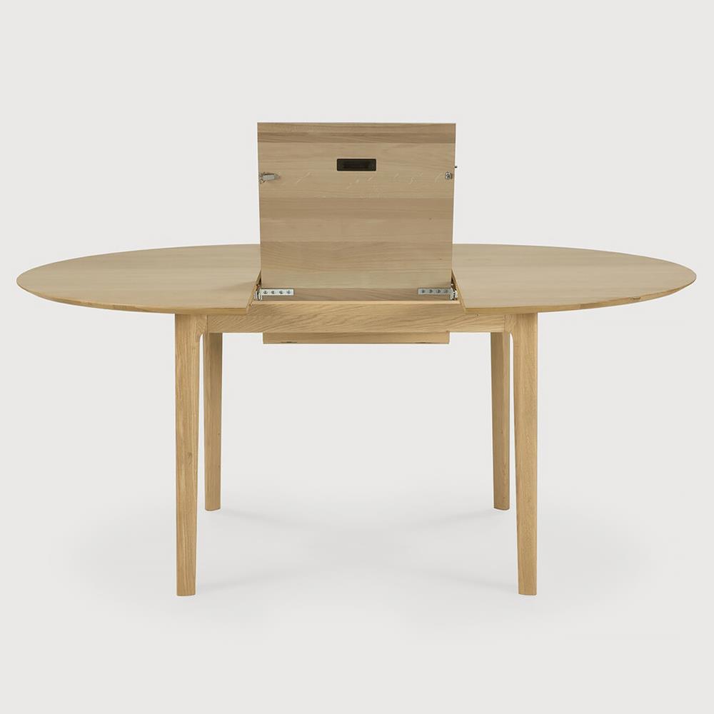 Ava Modern Classic Brown Oak Round Extendable Dining Table - 51"-71"|