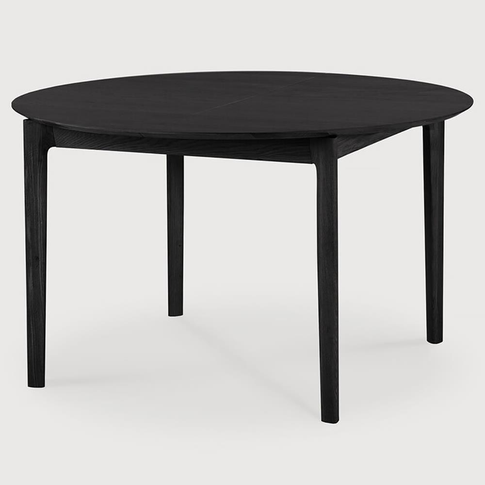 Ava Modern Classic Black Oak Round Extendable Dining Table - 51"-71"|