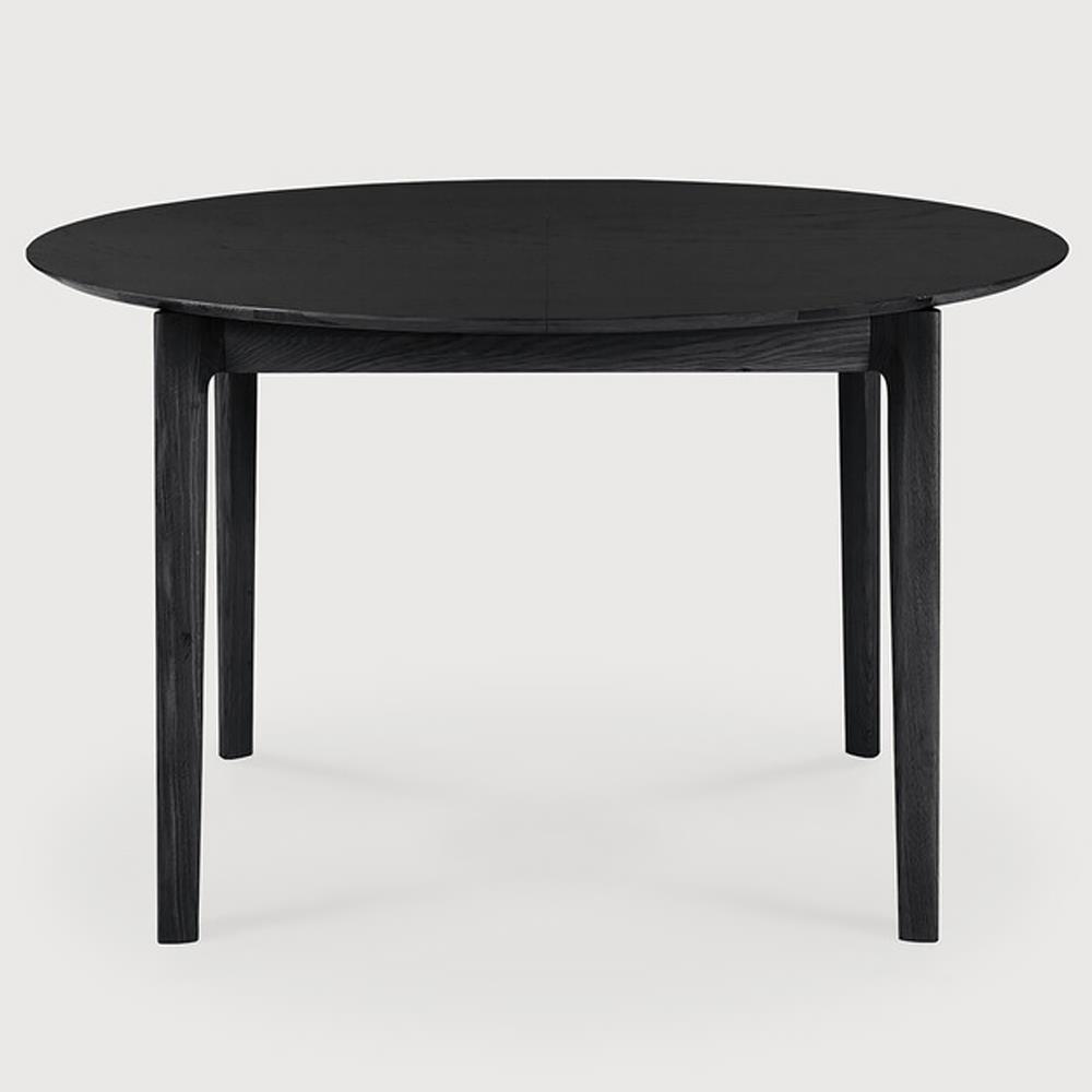 Ava Modern Classic Black Oak Round Extendable Dining Table - 51"-71"|