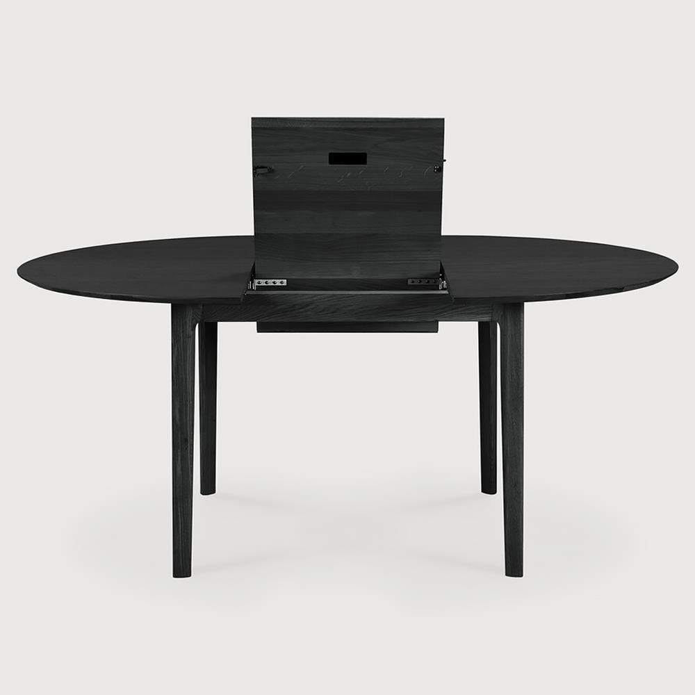 Ava Modern Classic Black Oak Round Extendable Dining Table - 51"-71"|