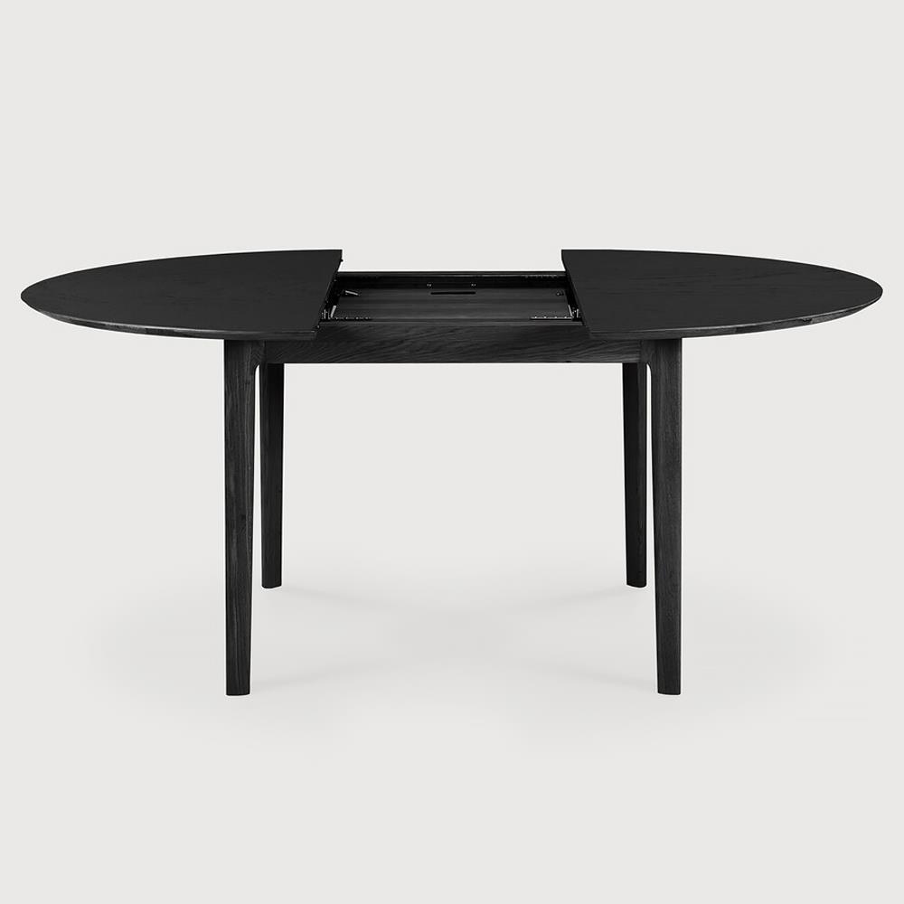 Ava Modern Classic Black Oak Round Extendable Dining Table - 51"-71"|
