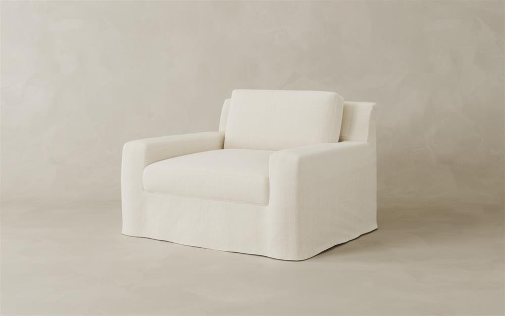 Henri Honed Ivory Slipcovered Chair and a Half|