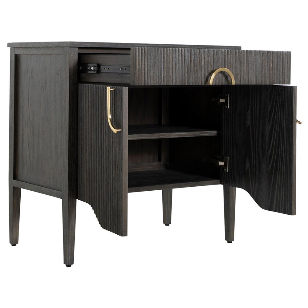 散侘助 Darius Modern Classic Cerused Oak Ribbed Nightstand Wide (Over 29