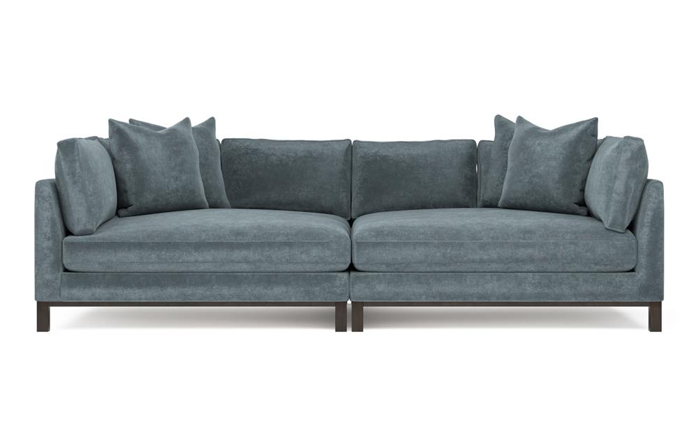 Adelle Slate Blue Double Bumper Sectional - 116"|