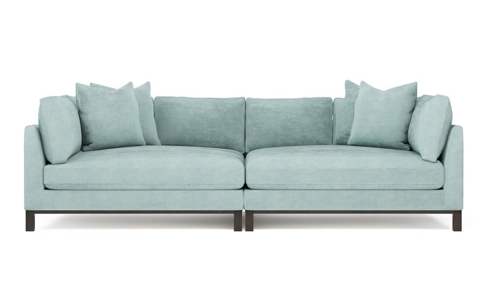 Adelle French Blue Double Bumper Sectional - 116&quot;|
