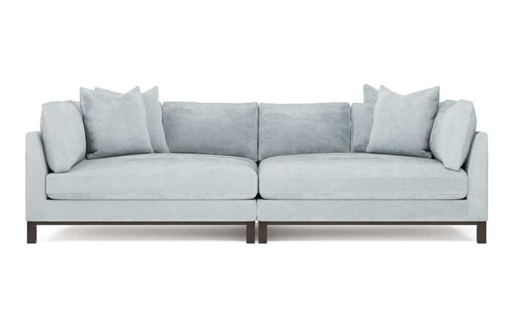 Adelle Pale Blue Double Bumper Sectional - 116&quot;|