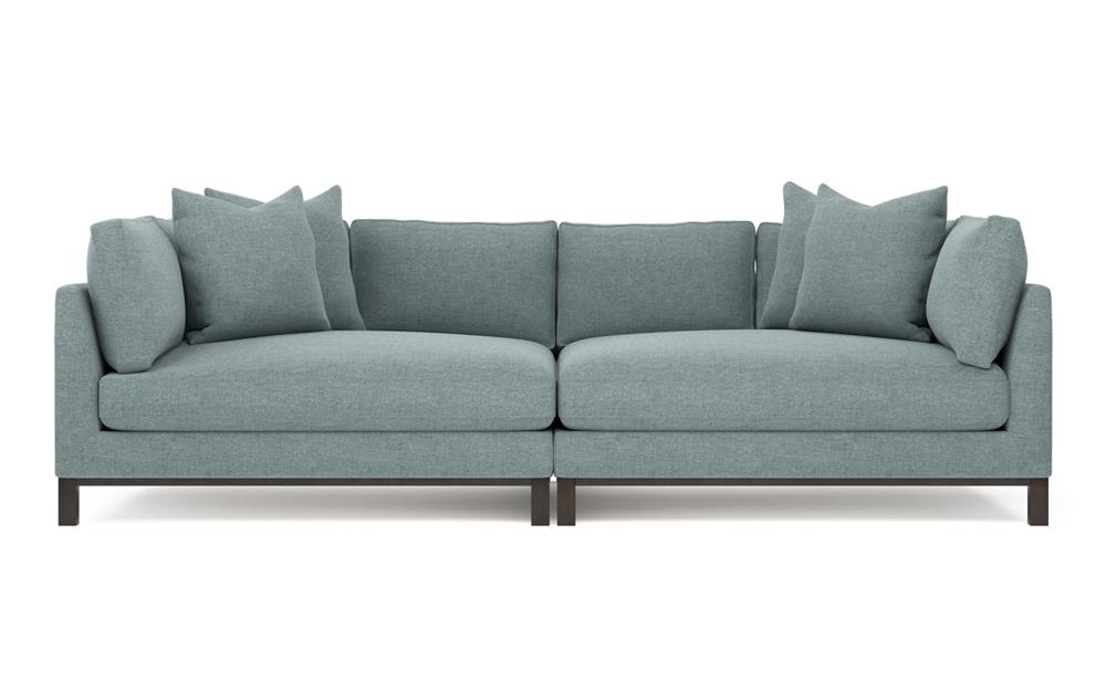 Adelle Heathered Teal Double Bumper Sectional - 116&quot;|
